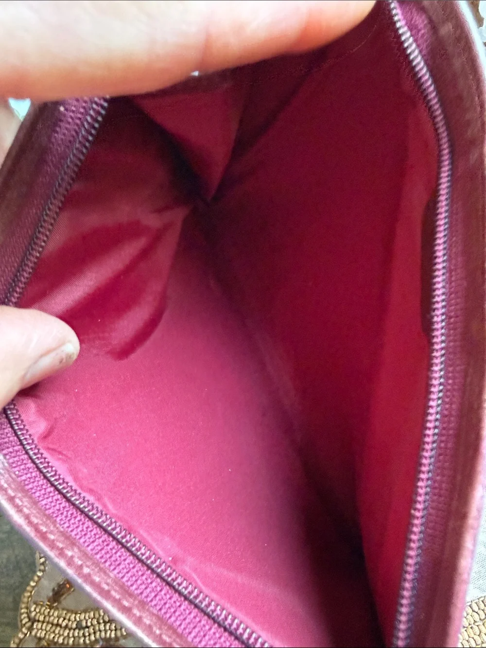 Cartier Plum Leather Embossed Fold Clutch